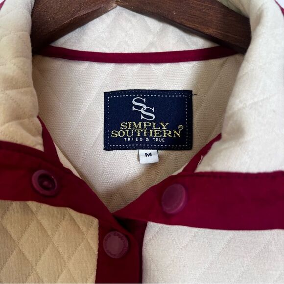 Simply Southern Cream Red Quilted 1/4 Snap Pullover Sweatshirt - Picture 3 of 5